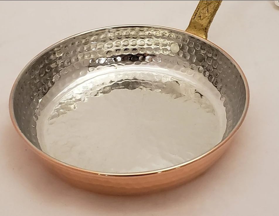 Handmade Hammered Copper Frying Pan – Tinned Lining Saute & Omelette Pan – Traditional Cookware & Gift for Kitchen Enthusiasts (7.25" Wide)