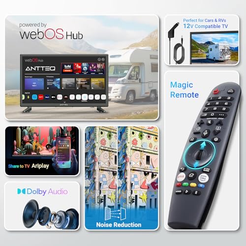 Antteq 22 Inch FHD Smart TV 12V, WebOS 12 Volt Television with AI Voice Control Remote, BBC Freeview Netflix Airplay, HDMI/USB, Small Travel Screen for Caravan Truck Boat Motorhome - Image 2
