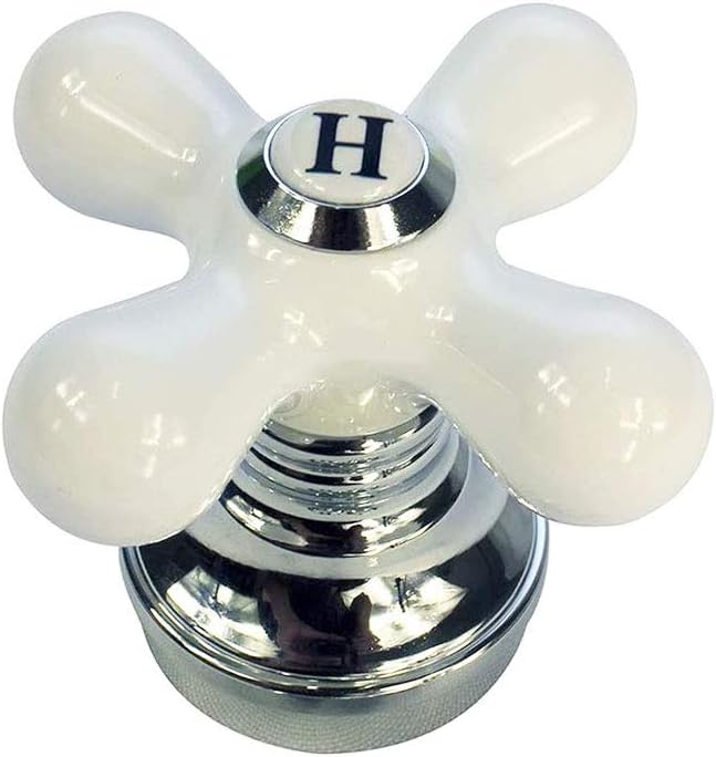 Porcelain Cross-Arm Faucet Handle, Price Pfister, Base and Hot