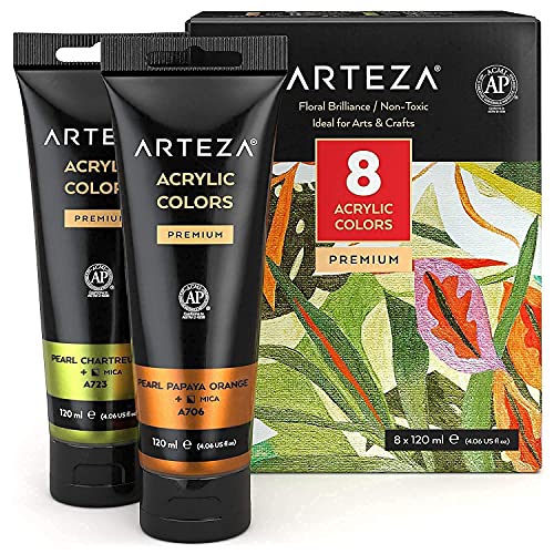 Arteza Metallic Acrylic Paint Bundle: Classic And Floral Colors, Painting Art Supplies For Artist, Hobby Painters & Beginners #TOP3