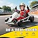Aosom 24V 8.1 MPH Electric Go Kart, Drifting Car Battery Powered Ride on Toy Outdoor with Slow Start, Music, Horn Honking and Safety Belt, for 8-12 Years Old, White