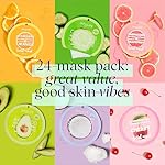 SpaLife Beauty Fruit Facial Sheet Masks 24 Pack – Face Masks Skincare Set – Hydrating Face Masks – 6 Natural Fruit Extract Formulas – Orange, Grapefruit, Coconut, Cherry, Avodcado, Cucumber - Image 3