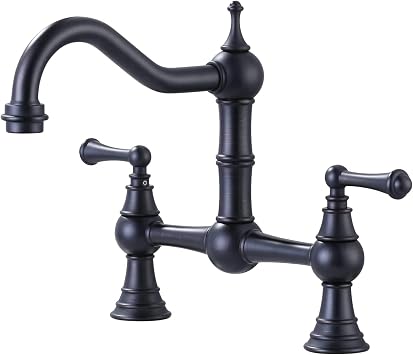 Kitchen Faucet with Side Sprayer Brass Double Handle Faucet Antique Bronze No Sprayer Head