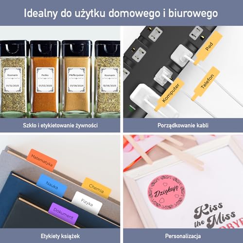 SUPVAN KATASYMBOL T50M Pro Taśma Do Drukarki Etykiet, Papier, Wodoodporne Etykiety Do Domu, Szkoły, Biura, 40 mm x 30 mm, 230 Etykiet/Rolka,1 Rolka, Czarny Na Przezroczysty