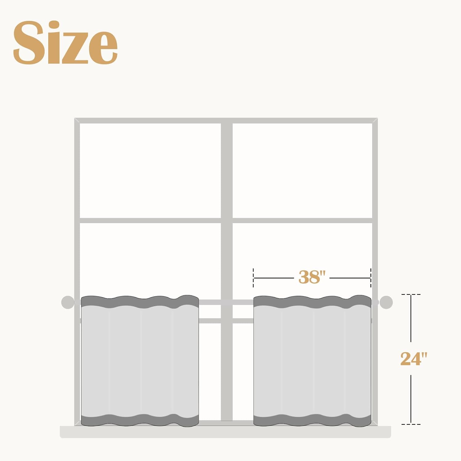 jinchan Striped Linen Kitchen Curtains 24 Inches Tier Curtains Farmhouse Modern Cafe Style Small Window Treatments Airy Light Filtering Rod Pocket for Living Room Bathroom 2 Panels Charcoal Grey