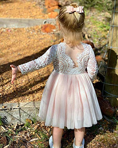 Image of Topmaker Flower Girl Dress for Toddler Baby Girls,Lace Tulle Dress for Wedding,Birthday Party,Photoshoot,Special Occasion
