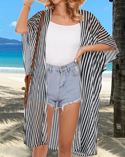 Image of Women's Kimono Beach Cover up for Summer Bathing Suits Cardigans Casual Loose Swimwear 2026