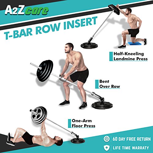 A2ZCARE T-Bar Row Plate Post Insert Landmine - 360° Swivel for Easy Use in Small Spaces - Great for Back Exercises - Black - Thumbnail 3