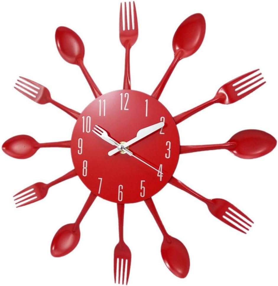 Wall Clock Stainless Steel Cutlery Clocks Knife And Fork Spoon Wall Clock Kitchen Restaurant Home Decorations
