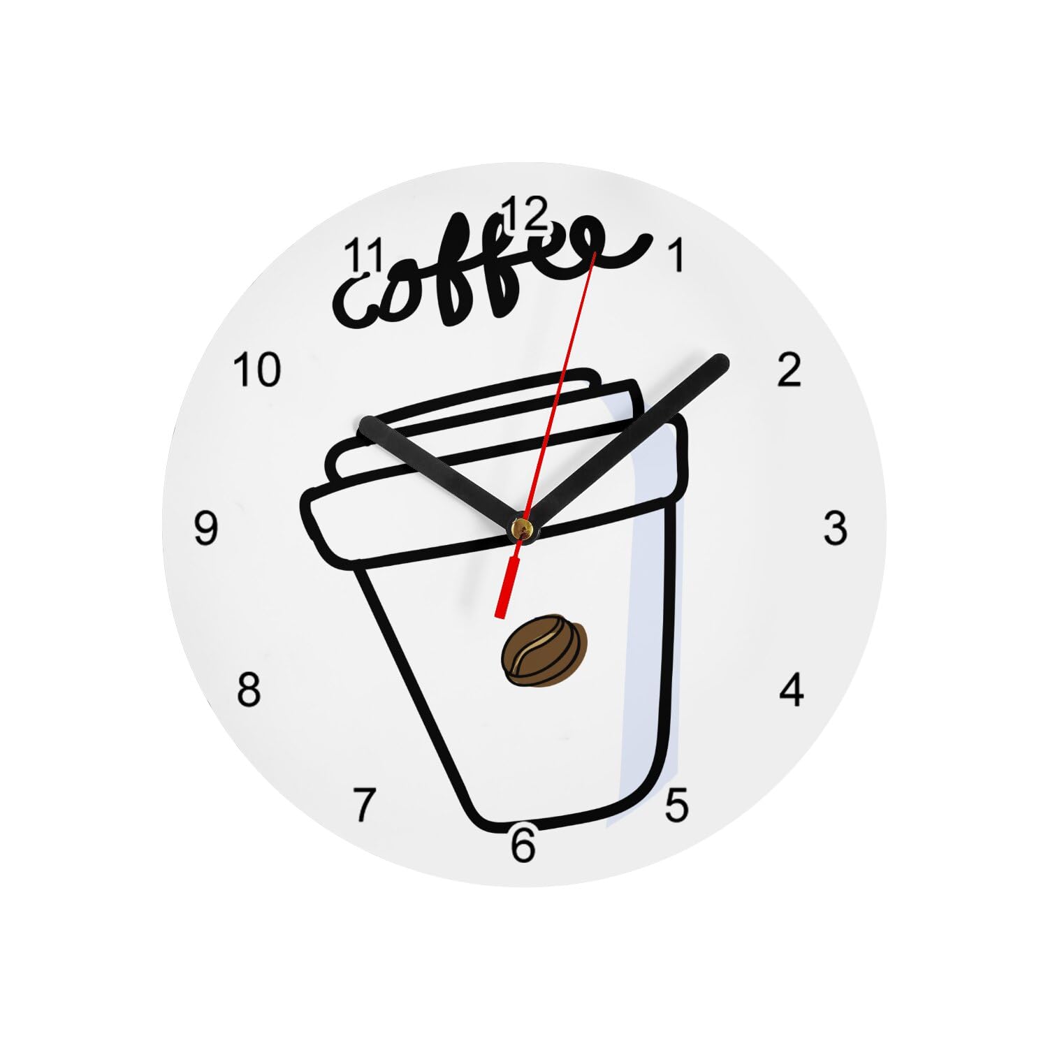 Horloge murale en verre blanc 20 cm style dessin grain de café