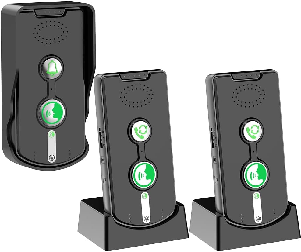 2 Way Wireless Doorbell Intercom Indoor Outdoor, Long Range Door Intercoms System for Home with Waterproof Cover Rechargeable Battery,30 Days Long Standby Time 5 Level Volume Adjustment（3 Pack）