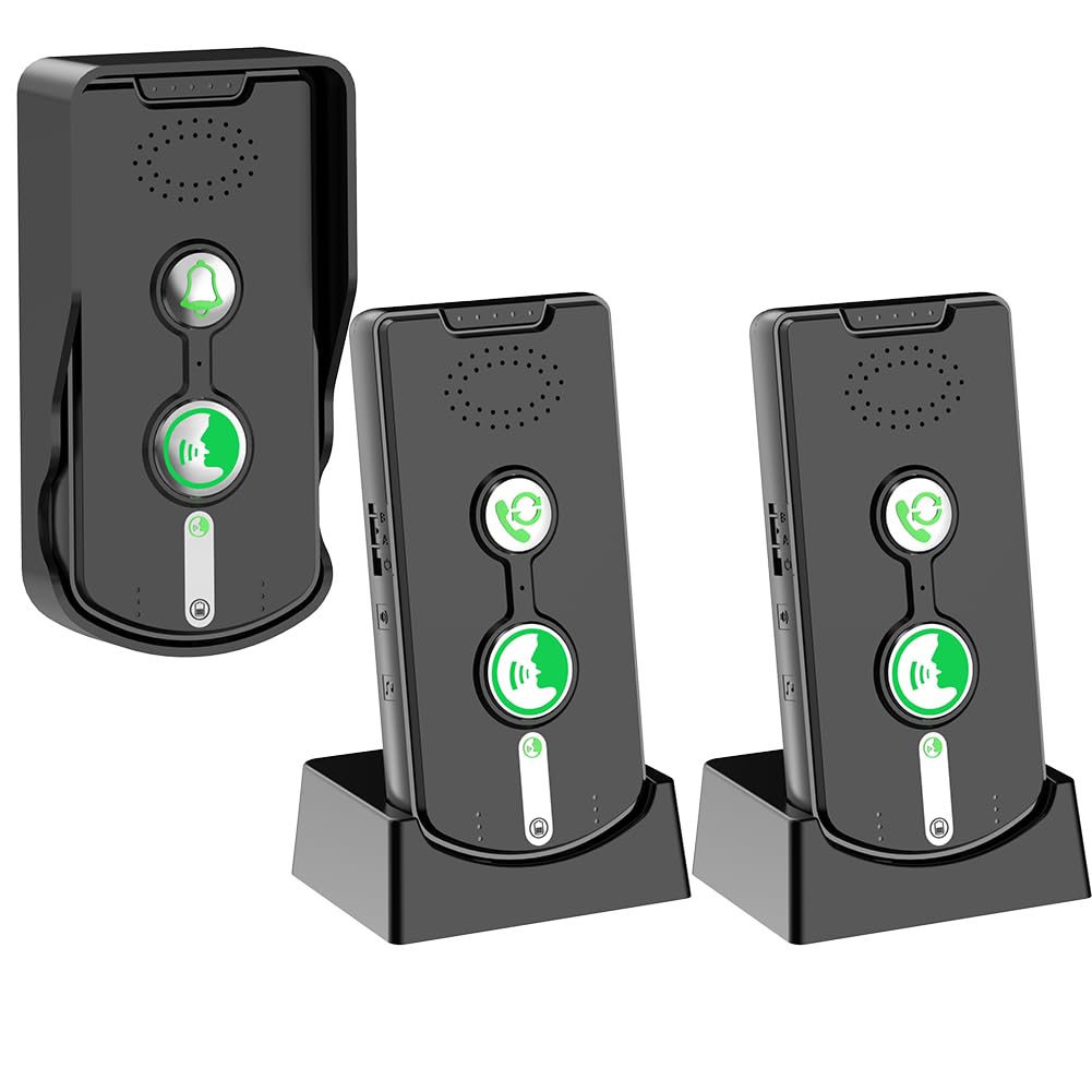 Photo 1 of 2 Way Wireless Doorbell Intercom Indoor Outdoor, Long Range Door Intercoms System for Home with Waterproof Cover Rechargeable Battery,30 Days Long Standby Time 5 Level Volume Adjustment?3 Pack?