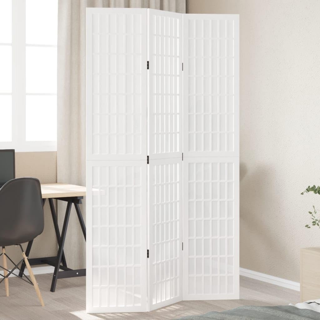 Biombo blanco de madera Paulownia maciza, 3 paneles plegable, separador de habitaciones, con marco estable y bisagras metálicas, pantalla de privacidad decorativa para sala de estar, dormitorio o