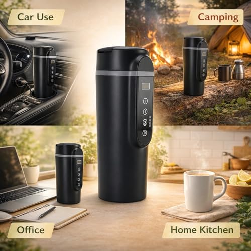 Tetera eléctrica portátil para auto 500ml, dual 12V-24V miniatura 4