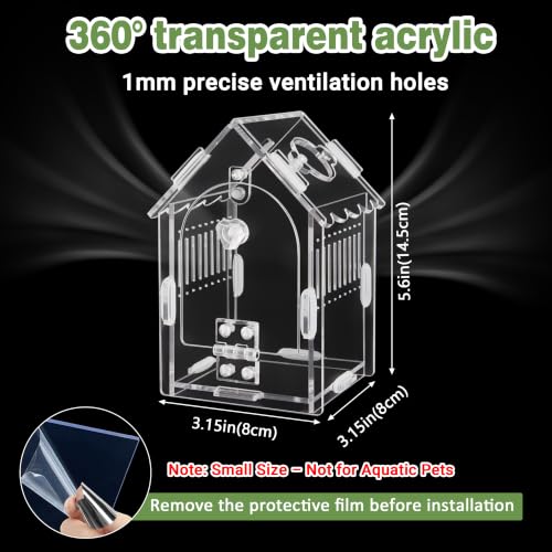 Image of 18pcs Jumping Spider Enclosure Kit with Gothic Decor | Scratch-resistant acrylic, 1mm vent, magnetic lock for spider, mantis, tarantula habitat
