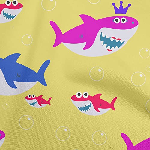 oneOone Cotton Cambric Yellow Fabric Shark Print Kids DIY Clothing Quilting Fabric Print Fabric By Yard 56 Inch Wide
