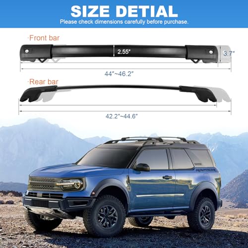 Fengyu FY-9944 Lockable Roof Rack Cross Bars 220Lb Compatible With Ford Bronco Sport Base & Bigbend & Outer Banks & Badlands & First Edition 2021 2022 2023 2024 Aluminum Crossbars Rails Cargo Racks Luggage thumb #7