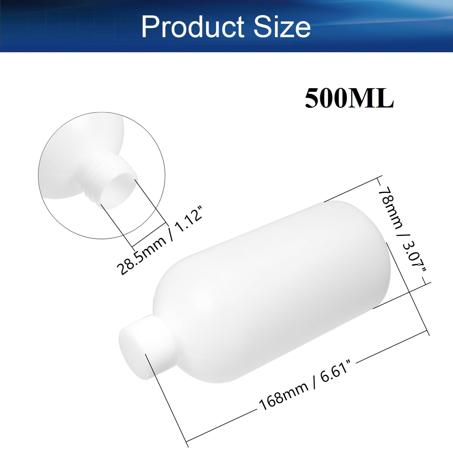 Jutagoss 2Pcs 500ml Reagent Bottles, Narrow Mouth PE Polyethylene Seal Sample Storage Container with Screw Cap, Laboratory Chemical Storage Cylindrical Leakproof Bottles, White Translucent