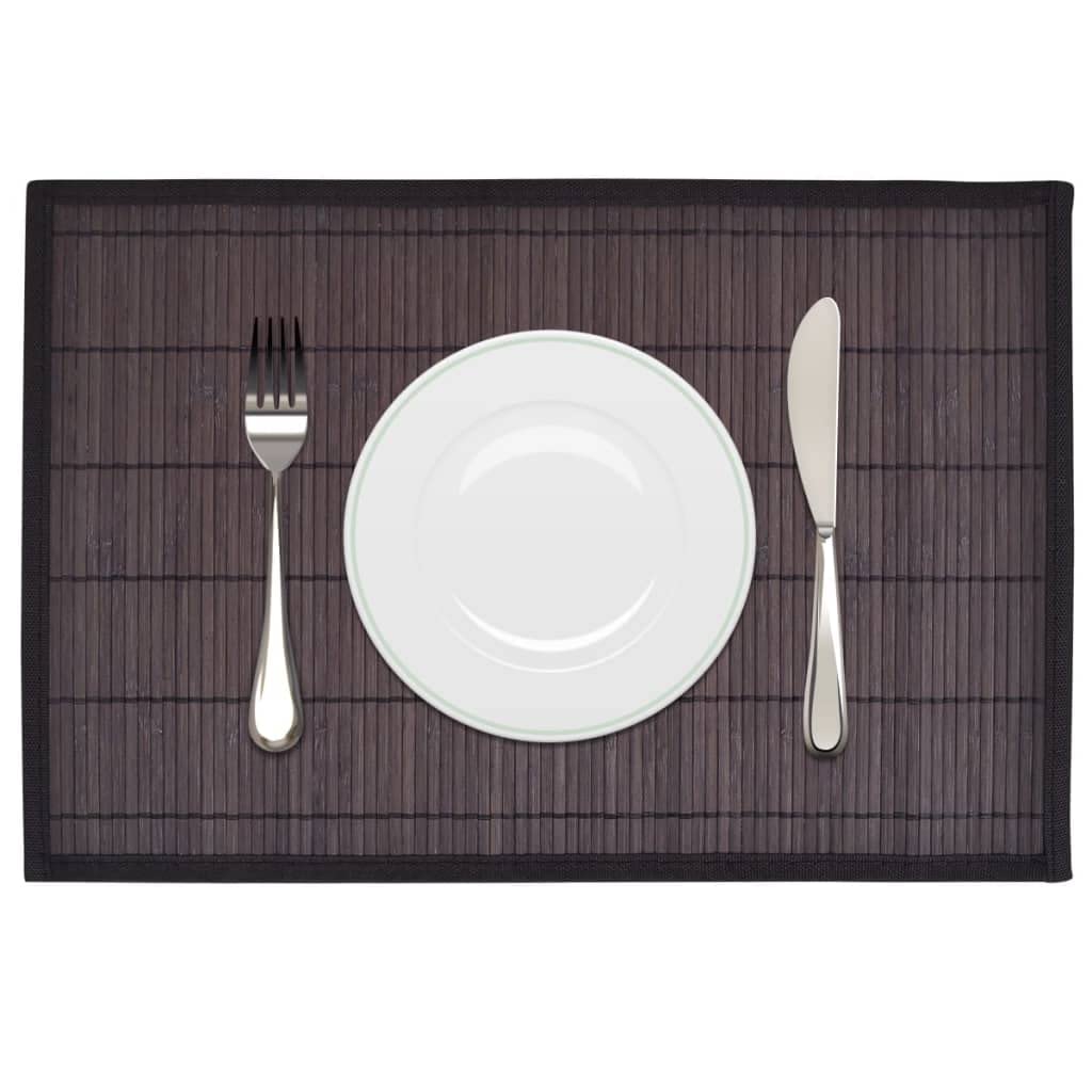 6 manteles individuales de bambú de 30 x 45 cm, color marrón oscuro, antideslizantes, para mesa de comedor, cocina, comedor, terraza, protección y fácil limpieza