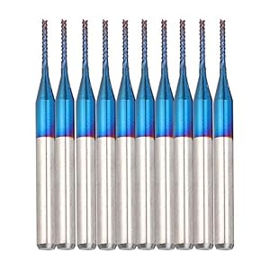 3.175mm Carbide End Mill Blue Coat CNC Router Bits Snijrand Graveren Bits PCB Machinery Pack van 10 (Maat: 1.0mm)