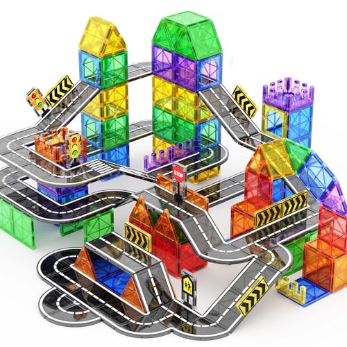 70PCS Magnetic Tiles Road Set