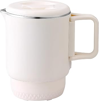 Foldable Travel Electric Kettle, 800 ml / 27.1 fl oz Portable Collapsible 304 Stainless Steel, Dual Layer Anti Scald, 600W, 110V US Outlet Compatible, for Camping, Hotels, Tea, Coffee, Instant Meals