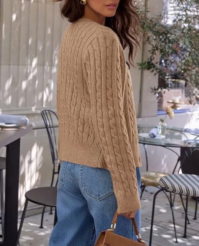 Image of Ezbelle Women's Long Sleeve Open Front Cropped Lightweight Cardigan Sweater Button Down Shirt 2026 Fall Tops