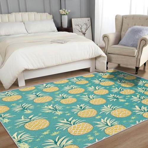 Tapis antidérapant et doux lavable en machine motif ananas - 4