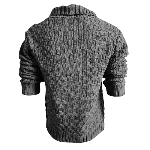 Mens Christams Sweater Vintage Shawl Collar Cardigan Sweater Slim Cable Knit Button Down Winter Chunky Ribbed Sweater4