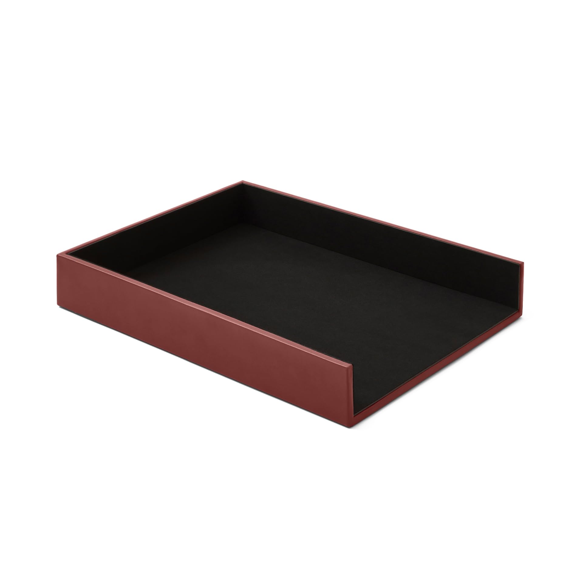 Eglooh - Minerva - Paper Tray for Desk and Office Leather Burgundy Red - A4 Document Tray, Letter Organiser - cm 32 x 24,2 x H.5 - Entirely Made in Italy