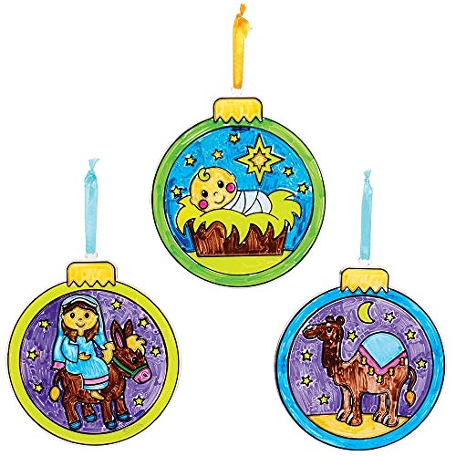 Baker Ross FX293 Weihnachtsbaumkugel Sonnenfänger Dekoration Bastelset - Packung mit 8, Bastelt Eure Eigenen Weihnachtsdekorationen, Kugel Dekorationen für Kinder zum Basteln und Aufhängen