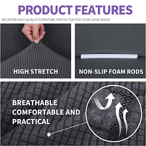 Znsayotx Super Stretch Couch Cover Love Seat Sofa Covers For Living Room Dogs Pet Friendly Furniture Protector Spandex Loveseat Slipcovers With Anti Slip Foam Sticks (Dark Grey, Loveseat) #TOP2