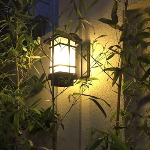 Lanterne murale d'extérieur noire mate au style japonais épuré avec support robuste - 3