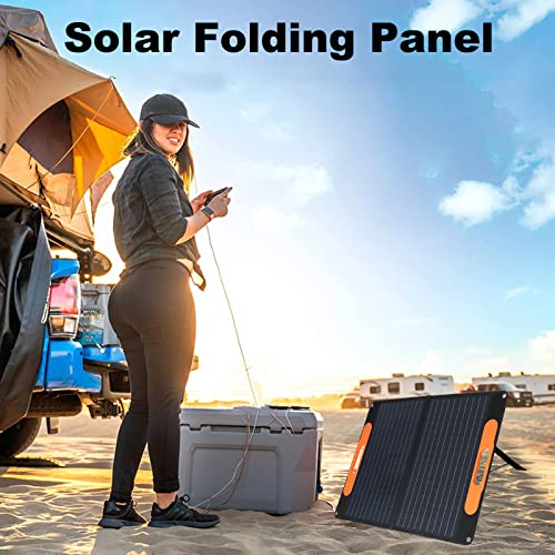 yeacher Painel solar dobrável de 60 W, gerador solar de energia ao ar livre painel de carregamento s