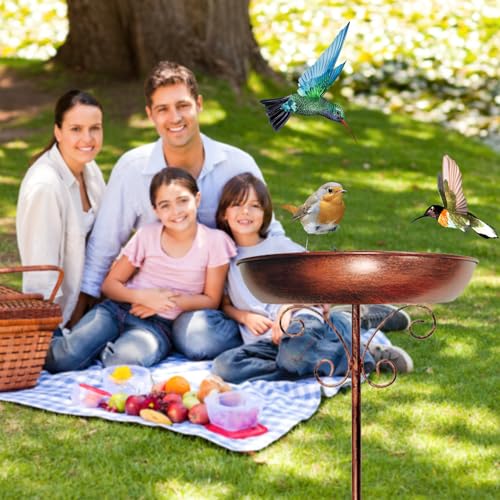 Restorgan Vogelbad für den Garten,Vogeltränke Stehend,35In Metall Vintage Freistehendes Vogelbad mit Stabiler 5-Zinken-Basis,Vogeltränke Groß Frostsicher Winterfest - klein
