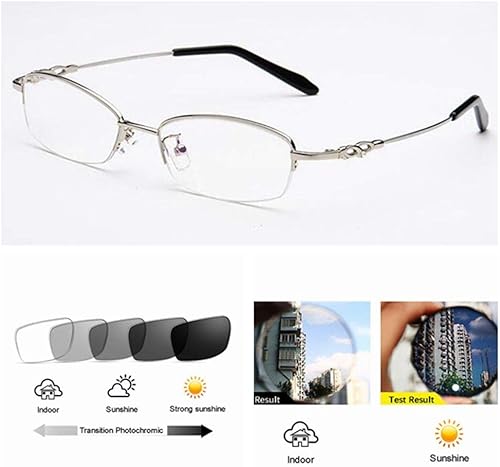 Miniatura 10 de Bifocal medio marco grabado flexible titanio transición fotocromática mujeres gafas de lectura UV 400 gafas de sol lector
