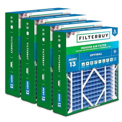 Filterbuy 20x21x5 Air Filter MERV 13 (MPR 1900) Health Defense Replacement (4-Pack), Pleated HVAC AC Furnace Filters for Lennox and Electro-Air (Actual Size: 19.88 x 20.50 x 4.38)