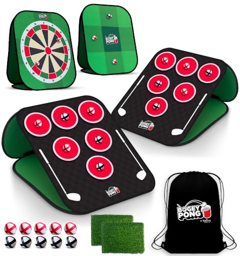 Swooc Games® – Bogey Pong™ | 3-In-1 Backyard Pong Golf Game Set W/Darts &Amp; Tic Tac Toe | Remove Discs For Pong Golf Game Play | Yard Golf Chipping | Backyard Golf Games For Adults, Kids, &Amp; Family
