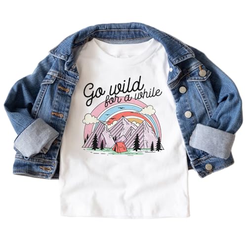 Go Wild For A While Toddler Shirt, Retro Summer Camping Kids Nature Clothing, Mountain Adventure Outfit, Boho Natural Toddler Youth Tee2