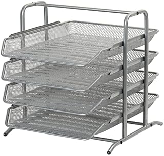 EasyPAG 3 Tier A4 Mesh in Tray Office Desk Tidy File Holder Document Storage Letter Paper Organiser,Pink