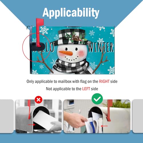 Image of Hello Winter Snowman Blue Mailbox Cover Magnetic Standard Size