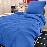 DerF HOME Musselin Bettwäsche SeeBlau 135x200cm Bettbezug + 80x80cm Kissenbezug,100% Baumwolle,weich und hautfreundlich für einen erholsamen Schlaf