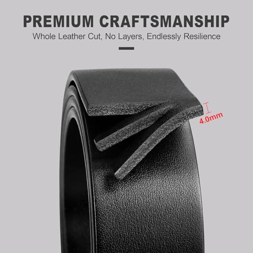 VONMELLI Mens Leather Double Prong Belt Work Casual Belts for Men Black Belt with Heavy Duty Dual Holes for Jeans3