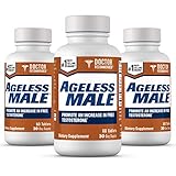 Ageless Male Free Testosterone Booster for Men - Promote Lean Muscle Mass w/Strength Training, Healthy Energy Production, Drive, Stamina, Enhancement, Health Supplement (180 Capsules, 3-Pack)