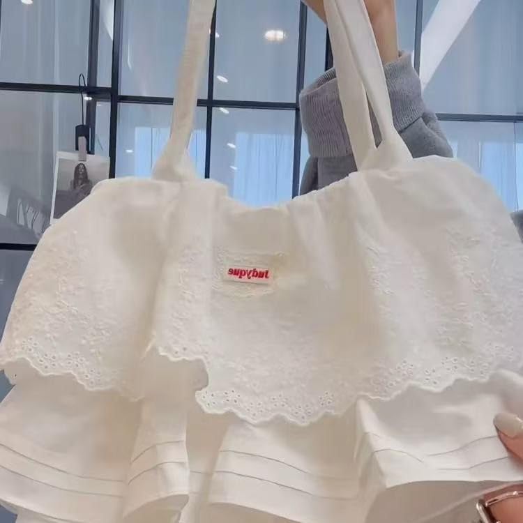 Large Capacity Lace Layer Butterfly Skirt Tote Bag - Stylish Women's Shoulder Bag for Commuting3