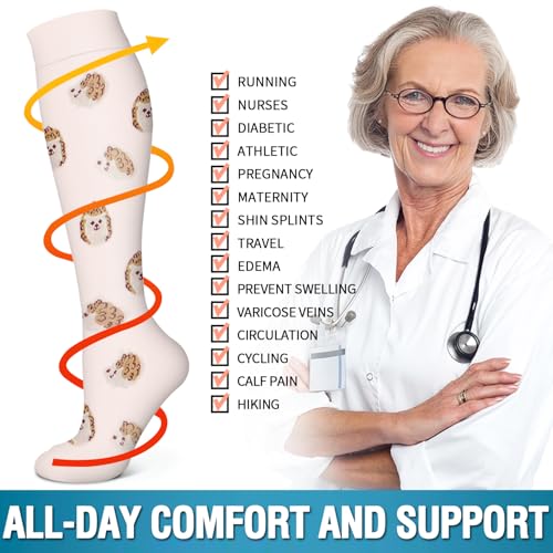 Image of Bluemaple 6 Pack Copper Compression Socks for Women and Men Circulation-Best Support for Medical, Running,Nursing,Athletic