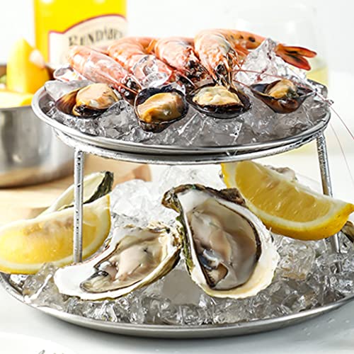SHERCHPRY Cutlery Tray Metal Pizza Tray Holder Pizza Box Riser Serving Platter Seafood and Rack Tabletop Serving Platter Riser Stands for Home Party Silver 16-18cm Cupcakes - Image 2