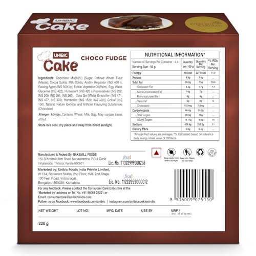 Image of Unibic Foods India Pvt Cake - Choco Fudge 220 Gm