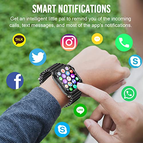 Indekos Smart Watches For Men Women,1.85" Big Lcd Screen Bluetooth Calling Sport Rugged Fitness Tracker Ip67 Life Waterproof Smartwatches Compatible With Iphone Android Phones (Black) #TOP3