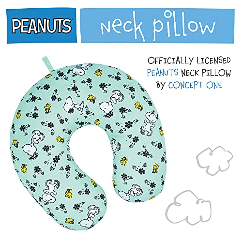Concept-One-Peanuts-Snoopy-and-Woodstock-Flowers-Portable-Travel-Neck-Pillow-Mint-Green